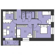 4-комн. евро квартира в ЖК Событие, 65.40 м²