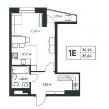 Студии в ЖК Опера, 35.84 м²