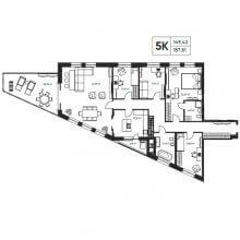 5 и более квартира в ЖК Опера, 157.51 м²