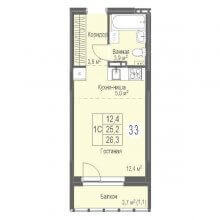 Студии в ЖК Energy of life, 26.30 м²