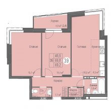 3-комн. евро квартира в ЖК Energy of life, 69.20 м²