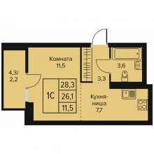 Студии в ЖК Доминго, 28.30 м²