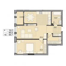 2-комн. евро квартира в ЖК Мариинский, 68.70 м²