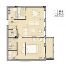 2-комн. евро квартира в ЖК Мариинский, 73.90 м²