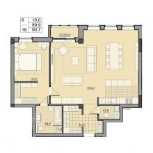 2-комн. евро квартира в ЖК Мариинский, 90.70 м²