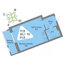 Студии в ЖК Миниполис, 31.50 м²
