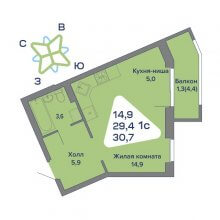 Студии в ЖК Миниполис, 30.70 м²