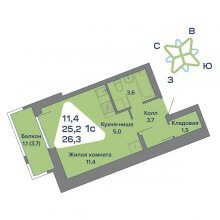 Студии в ЖК Миниполис, 26.30 м²