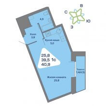 Студии в ЖК Миниполис, 40.90 м²