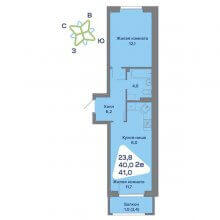 2-комн. евро квартира в ЖК Миниполис, 41.00 м²