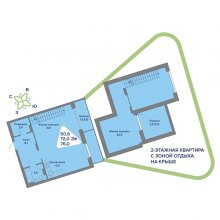 2-комн. евро квартира в ЖК Миниполис, 76.00 м²
