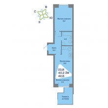 2-комн. евро квартира в ЖК Миниполис, 42.60 м²