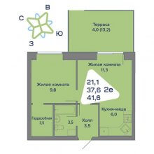 2-комн. евро квартира в ЖК Миниполис, 41.60 м²