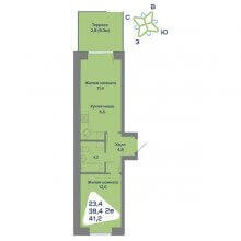 2-комн. евро квартира в ЖК Миниполис, 41.20 м²