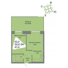2-комн. евро квартира в ЖК Миниполис, 41.40 м²
