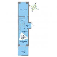 2-комн. евро квартира в ЖК Миниполис, 42.70 м²