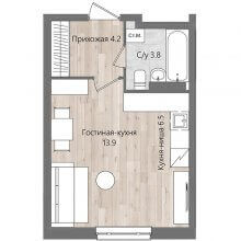 Студии в ЖК Дом Стаханов, 28.40 м²