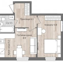 2-комн. евро квартира в ЖК Дом Стаханов, 37.70 м²