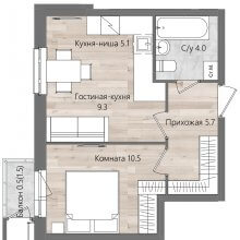 2-комн. евро квартира в ЖК Дом Стаханов, 35.50 м²