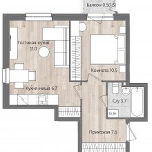 2-комн. евро квартира в ЖК Дом Стаханов, 39.95 м²