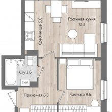 2-комн. евро квартира в ЖК Дом Стаханов, 37.00 м²