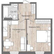 2-комн. евро квартира в ЖК Дом Стаханов, 38.00 м²