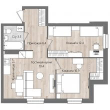 3-комн. евро квартира в ЖК Дом Стаханов, 48.90 м²
