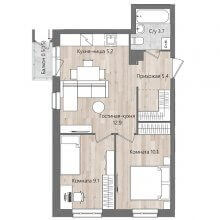 3-комн. евро квартира в ЖК Дом Стаханов, 46.85 м²