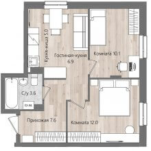 3-комн. евро квартира в ЖК Дом Стаханов, 45.20 м²