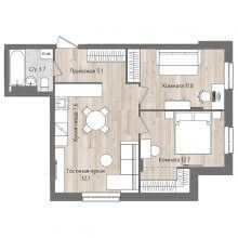 3-комн. евро квартира в ЖК Дом Стаханов, 53.00 м²