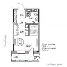 Студии в ЖК Дом на Карпинского 11, 34.77 м²