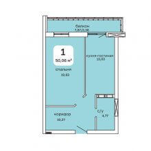 1-комн. квартира в ЖК Мост, 50.06 м²