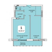 1-комн. квартира в ЖК Мост, 53.50 м²