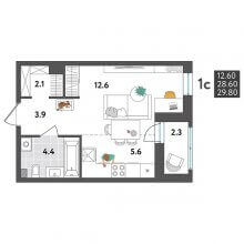 Студии в ЖК Дом Дружба на Инженерной 36, 29.80 м²