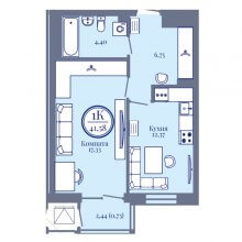 1-комн. квартира в ЖК Верн, 41.58 м²