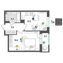 1-комн. квартира в ЖК Дом Дружба на Инженерной 36, 38.60 м²