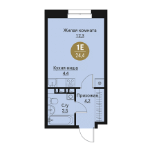 Студии в ЖК Остров, 24.40 м²