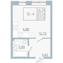 Студии в ЖК Причал, 27.14 м²