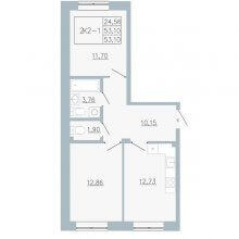 2-комн. квартира в ЖК Причал, 53.10 м²
