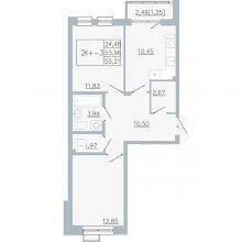 2-комн. квартира в ЖК Причал, 55.21 м²