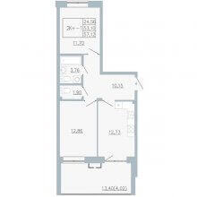 2-комн. квартира в ЖК Причал, 57.12 м²