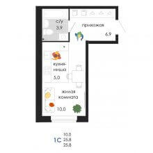 Студии в ЖК Пятница, 25.80 м²