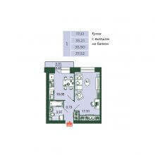 1-комн. квартира в ЖК Камаполис, 37.52 м²