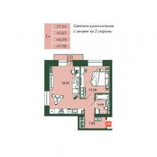 2-комн. евро квартира в ЖК Камаполис, 47.98 м²
