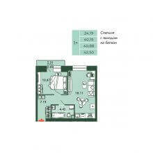 2-комн. евро квартира в ЖК Камаполис, 42.50 м²