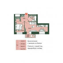 2-комн. евро квартира в ЖК Камаполис, 40.70 м²