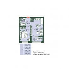 2-комн. евро квартира в ЖК Камаполис, 40.30 м²