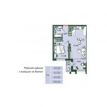 2-комн. евро квартира в ЖК Камаполис, 49.34 м²