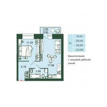 2-комн. евро квартира в ЖК Камаполис, 42.08 м²