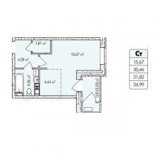 Студии в ЖК Собрание, 34.99 м²